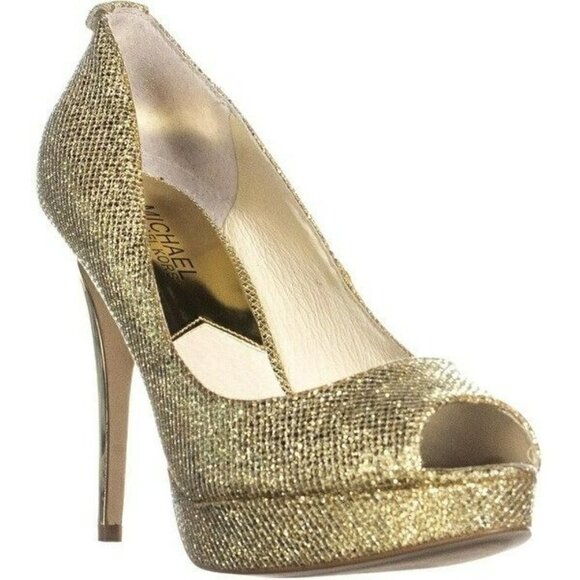 Michael Kors Platform Pumps Gold Shimmer 8.5 - Picture 1 of 8